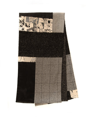 Foulard patchwork géométrique - Gris, noir et bande dessinée