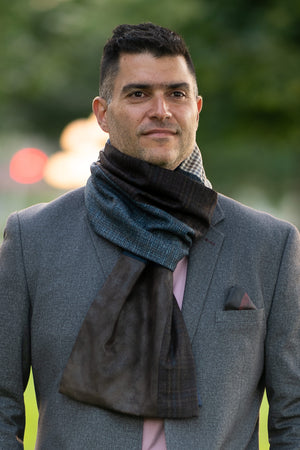 Premium Photo | Businessman in grey suit and colorful scarf