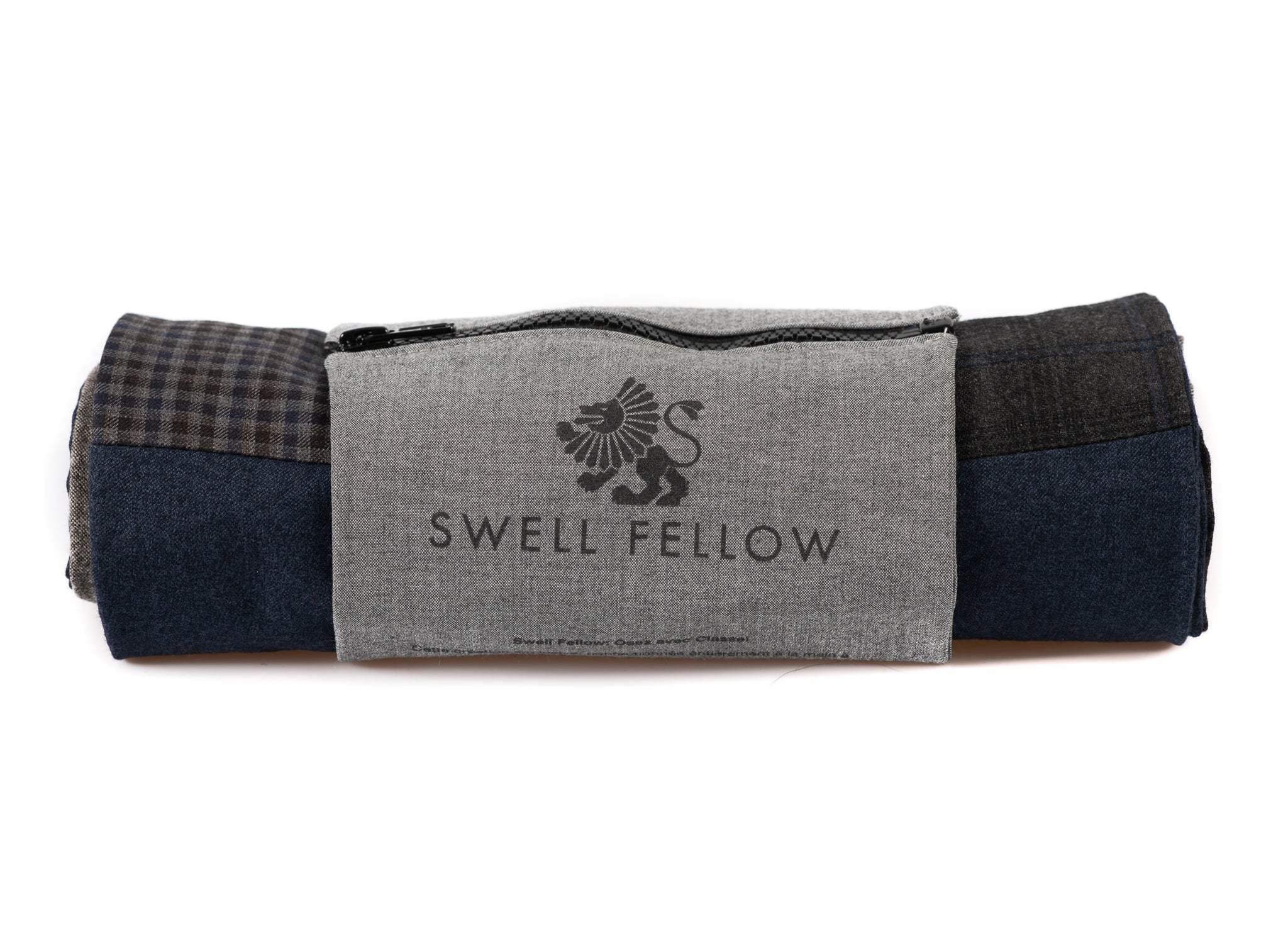 Foulard patchwork géométrique - Bleu, gris et charbon