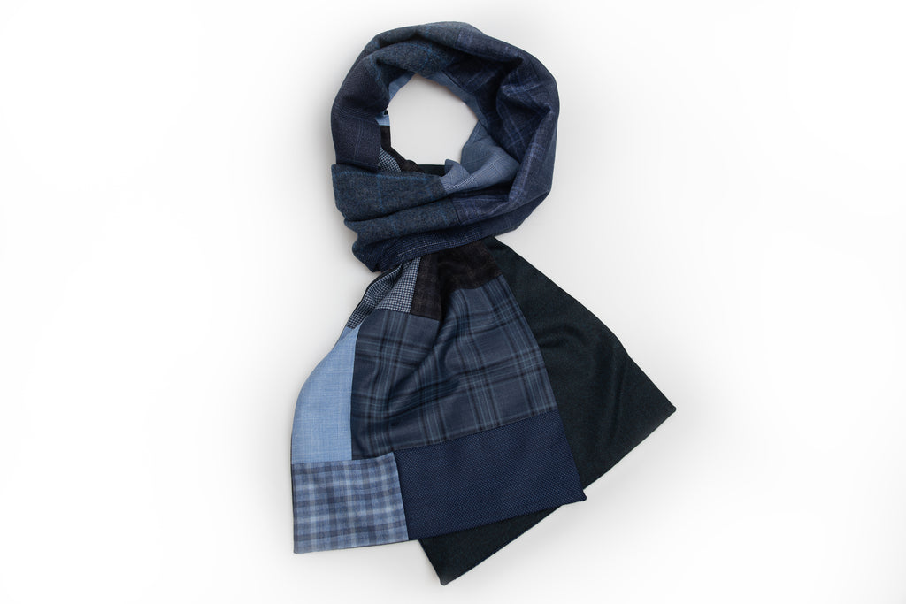 Geometric patchwork scarf - Blue