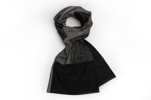 Reversible patchwork scarf - Grey and black