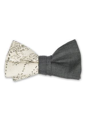 Duo bow tie with map fabric - Noeud pap en duo avec tissu mappemonde 