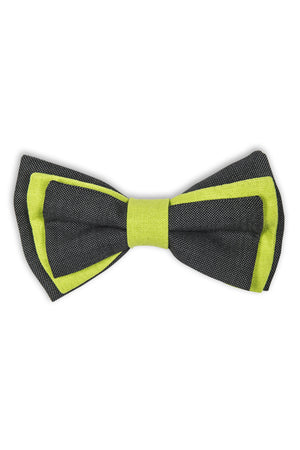 Noeud papillon avec trois palmes - Grey wool bow tie with 3 different layers on each side.