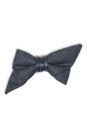 Noeud papillon avec cuir bleu et coupe spéciale - Blue wool bow tie with leather and special cut