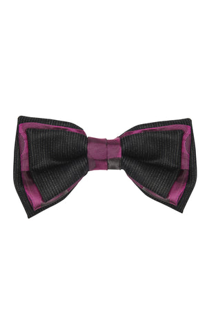 Handmade bow tie in black wool with 3 palms - Noeud papillon en laine noire avec 3 palmes