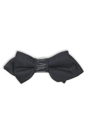 Noeud papillon avec agraphes sur le noeud -  Imported blue wool bow tie with staples 