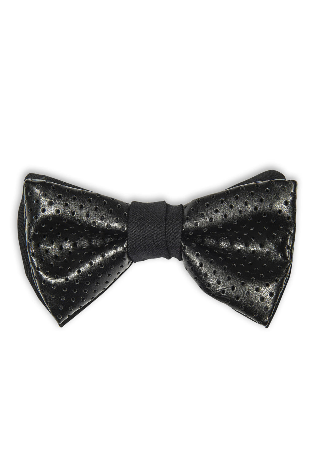 Noeud papillon duo avec laine et faux-cuir perforé - Black bow tie with exotic perforated fabric