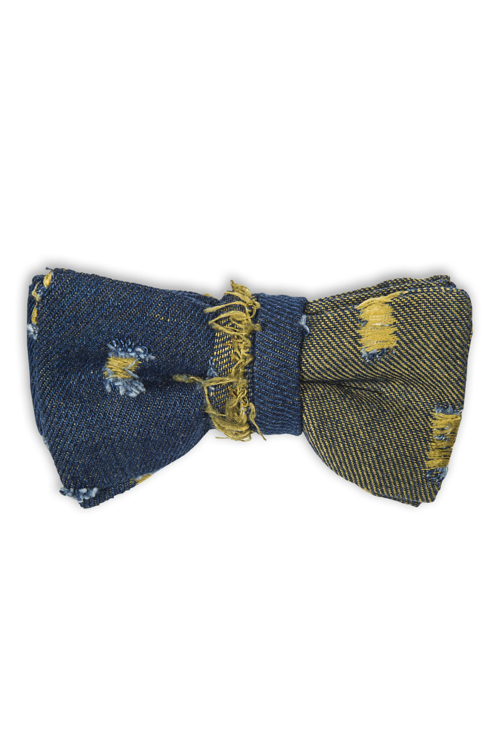 Noeud papillon en duo de denim - Handmade bow tie with blue denim 