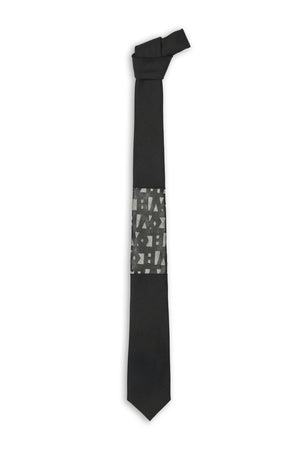 Cravate laine noire avec insertion lettrage - Black wool tie with letter insertion 